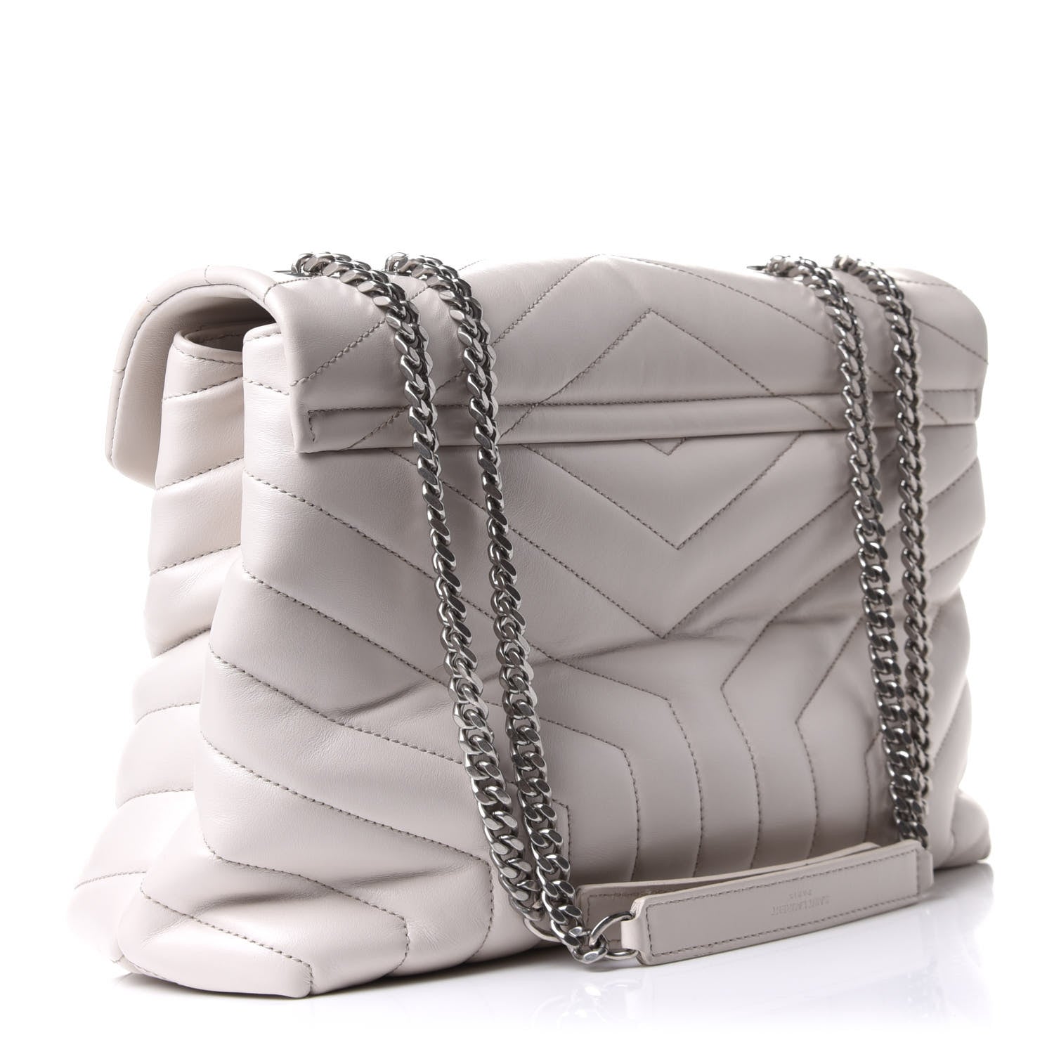 Saint Laurent Calfskin Y Quilted Monogram Medium Loulou Chain Satchel White 2 of 6