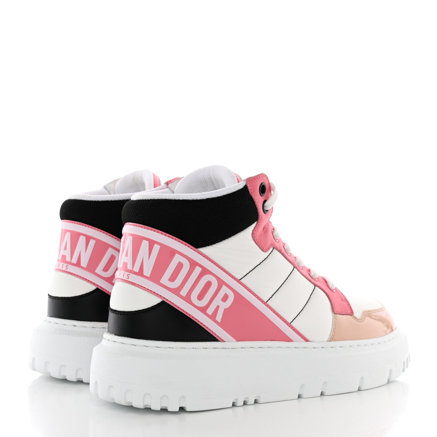 Christian Dior Nylon Calfskin Womens D-Player High Top Sneakers 38 Pink 4 of 13