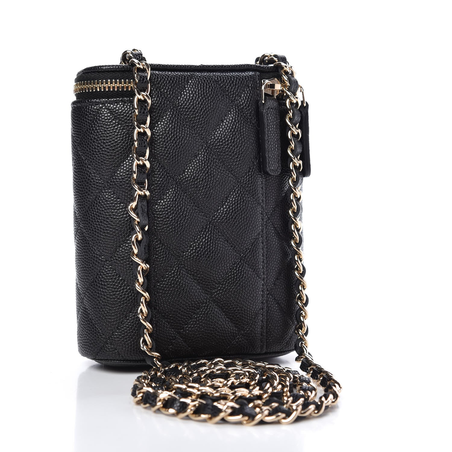 Chanel Caviar Quilted Small Vertical Coco Beauty Vanity Case With Chain Black 3 of 8