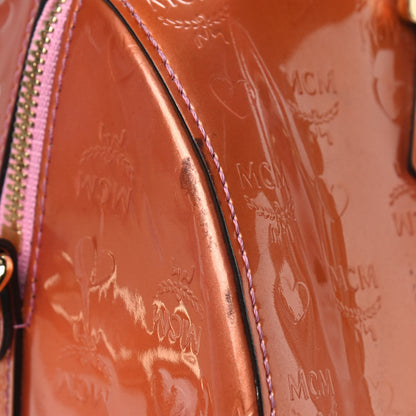MCM Patent Monogram Boston Bag Bronze 7 of 13