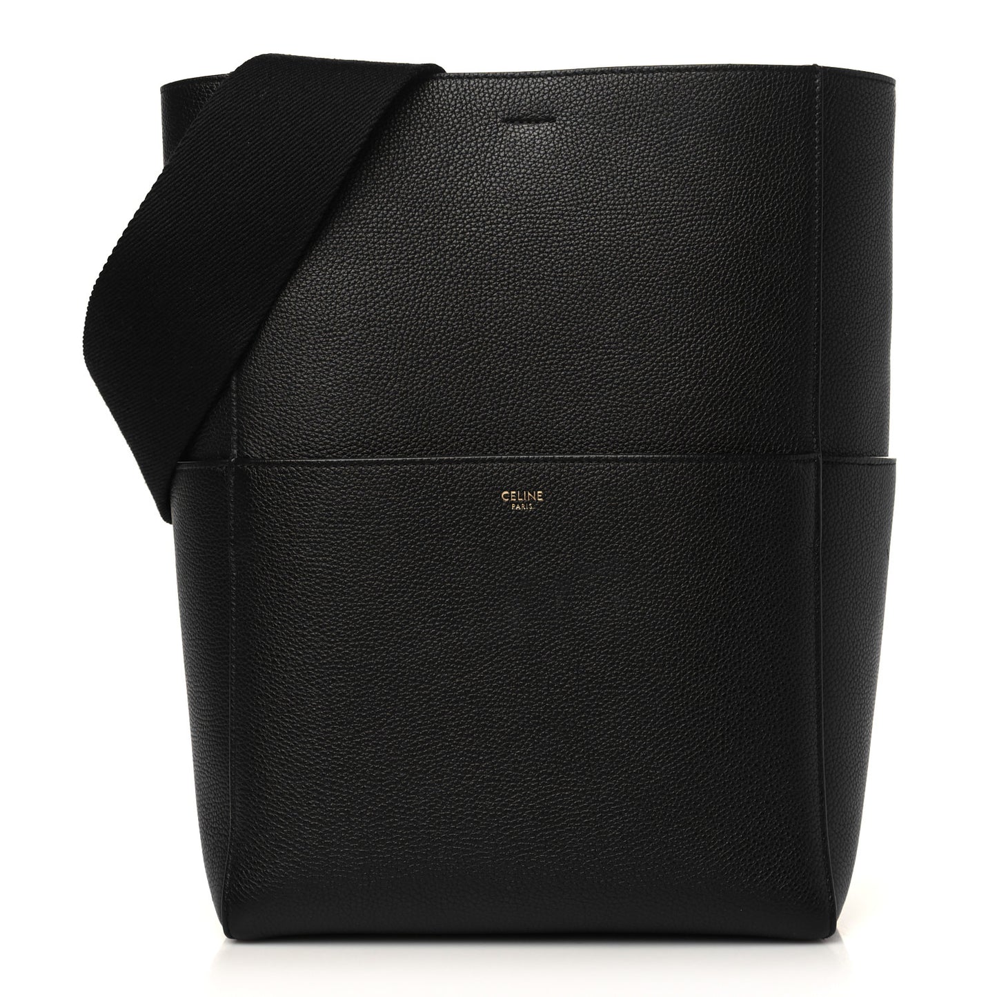 Soft Grained Calfskin Sangle Bucket Bag Black