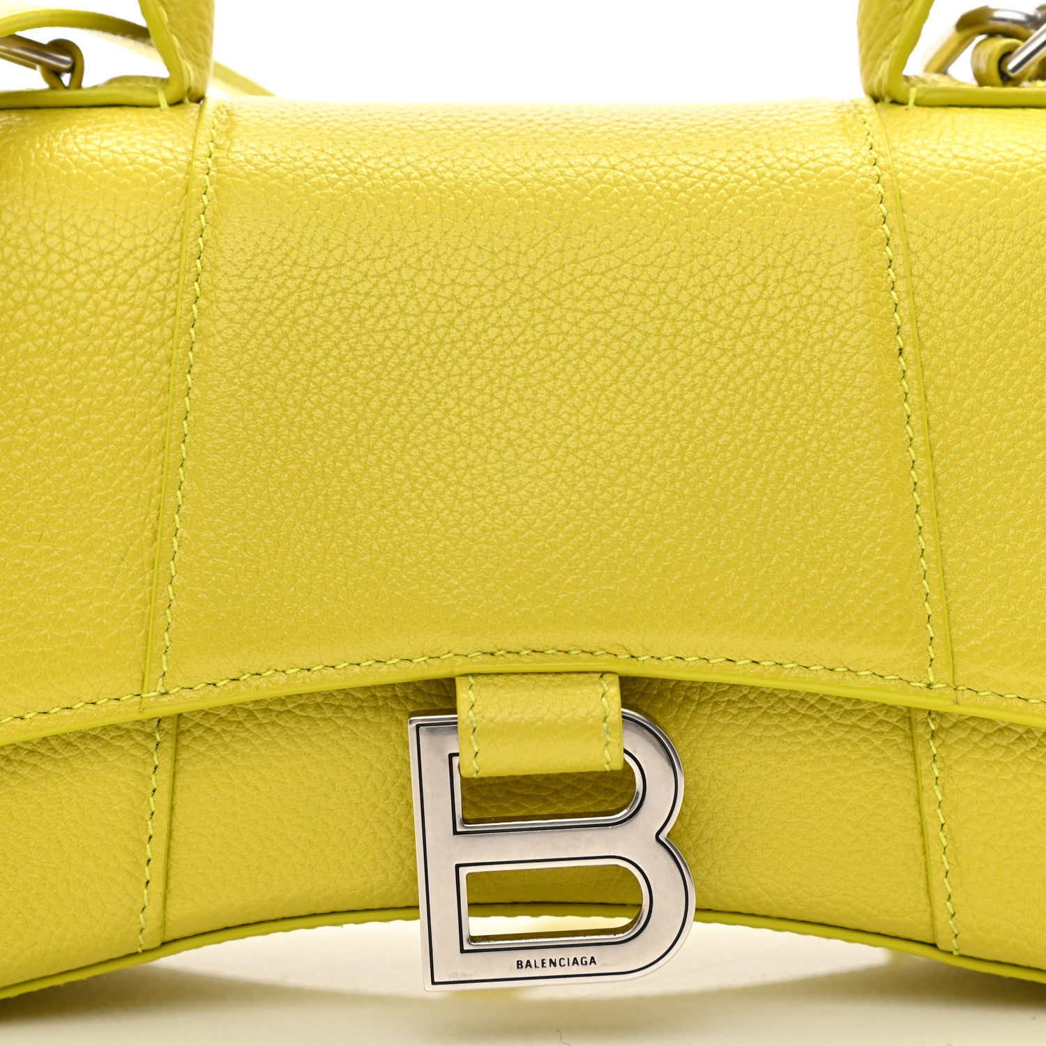 Balenciaga Grained Calfskin Hourglass Top Handle Bag XS Lime 8 of 9