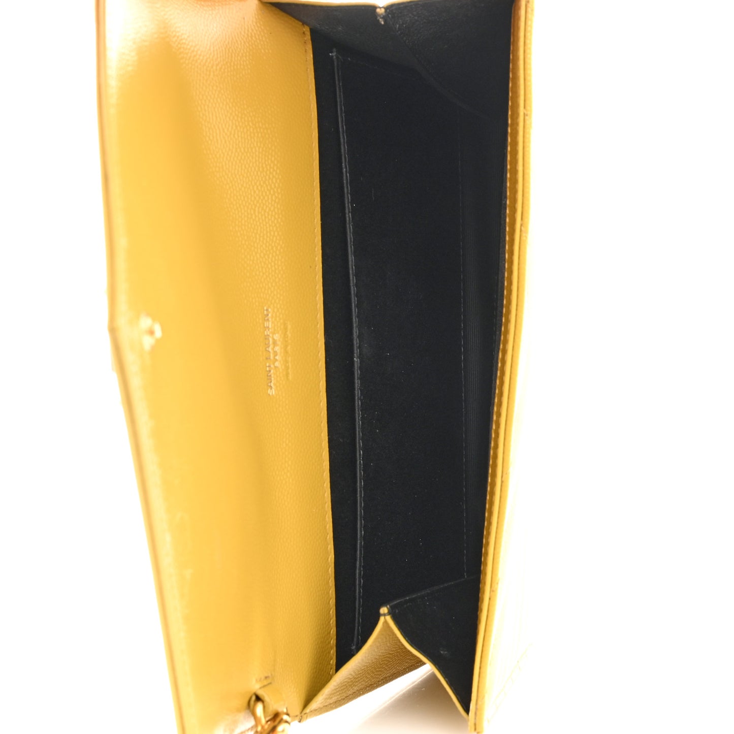 Grain De Poudre Matelasse Chevron Monogram Envelope Clutch Mustard