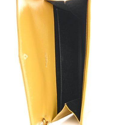 Saint Laurent Grain De Poudre Matelasse Chevron Monogram Envelope Clutch Mustard 5 of 8