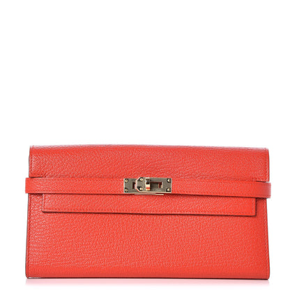 Hermes Chevre Mysore Kelly Longue Wallet Rouge Tomate 1 of 8