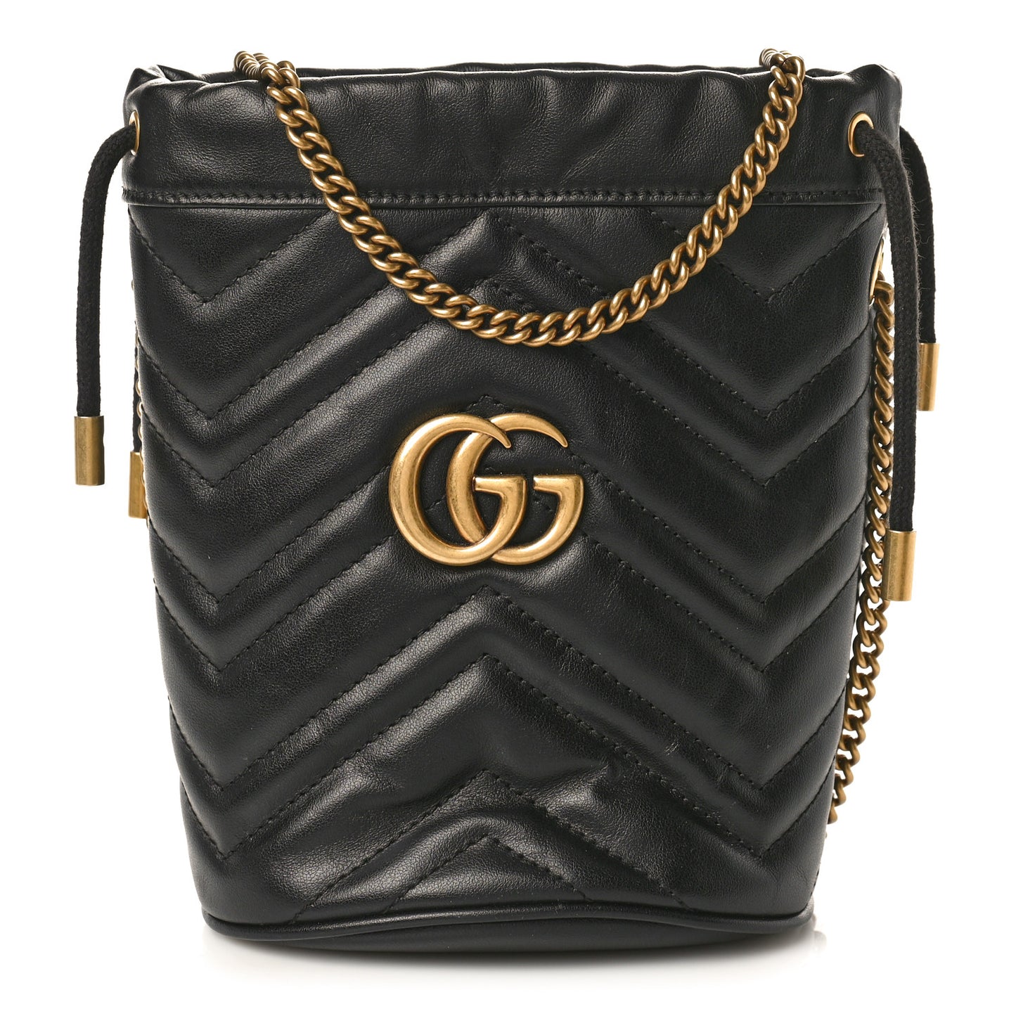 Calfskin Matelasse Mini GG Marmont 2.0 Bucket Bag Black