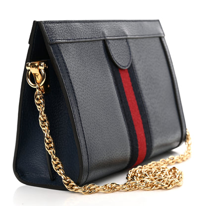 Gucci Textured Calfskin Web Small Ophidia Chain Shoulder Bag Blue Agata 3 of 11
