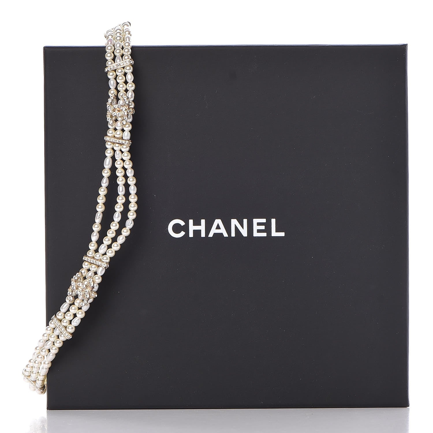 Chanel Crystal Pearl CC Short Necklace Golden White 6 of 6