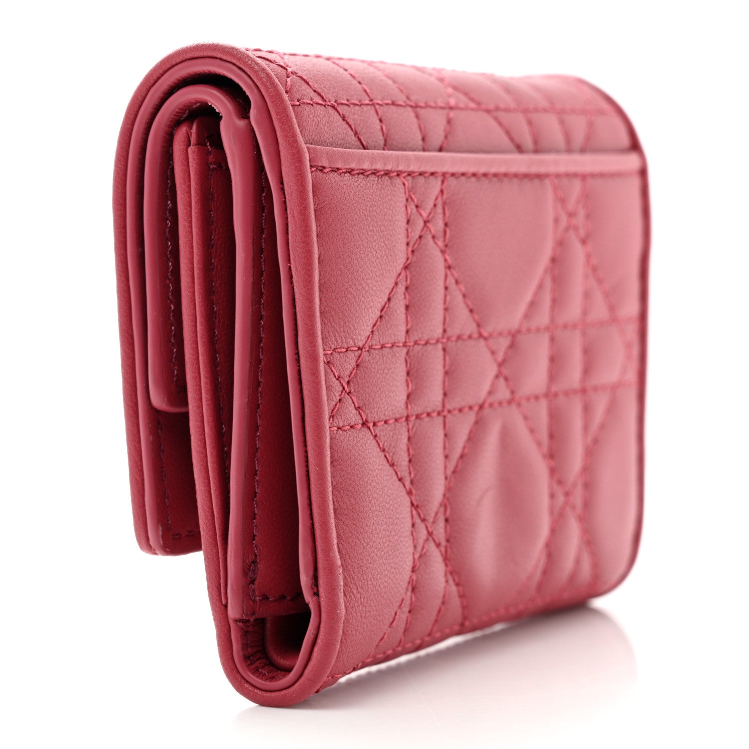 Christian Dior Lambskin Cannage Lady Dior Lotus Wallet Rusty Red 3 of 8