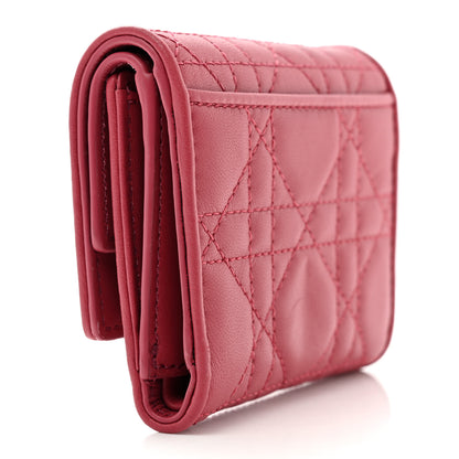 Christian Dior Lambskin Cannage Lady Dior Lotus Wallet Rusty Red 3 of 8
