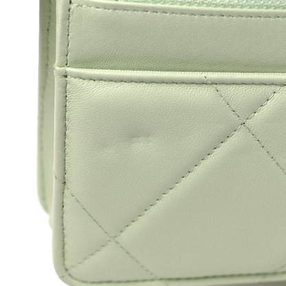 Chanel Lambskin Quilted Chanel 19 Wallet On Chain WOC Light Green 12 of 12