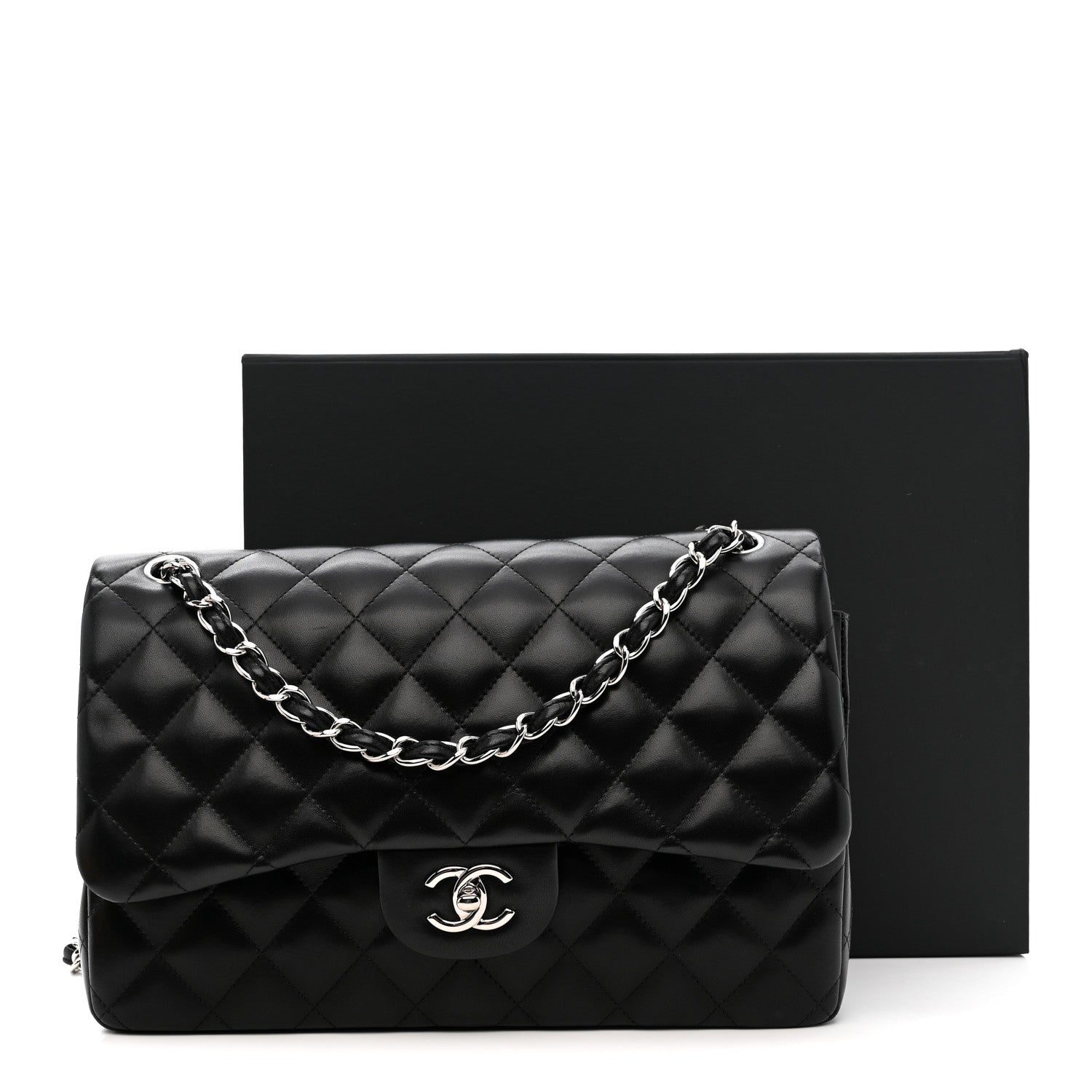 Chanel Lambskin Quilted Jumbo Double Flap Black 1844410 – FASHIONPHILE