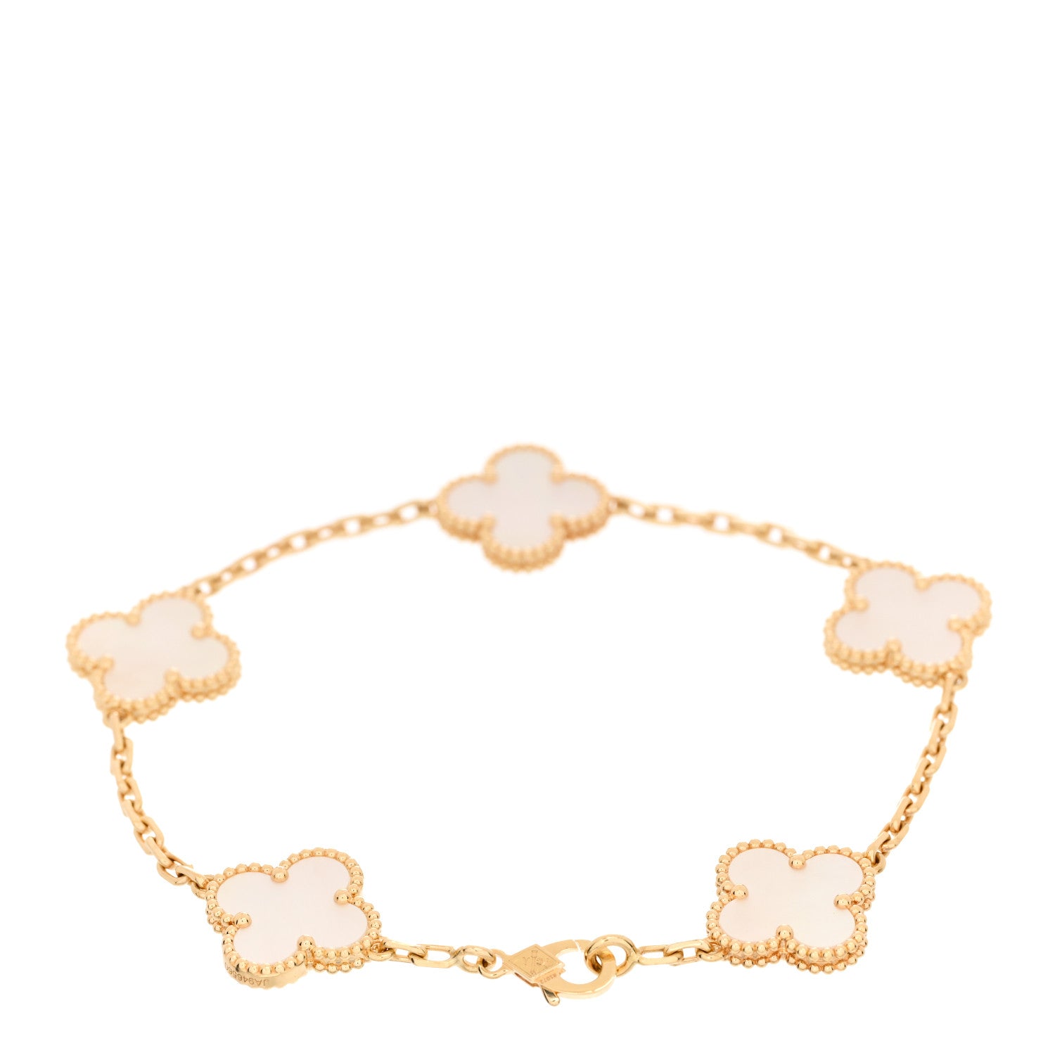 Van Cleef & Arpels 18K Yellow Gold Mother of Pearl 5 Motifs Vintage Alhambra Bracelet 2 of 5