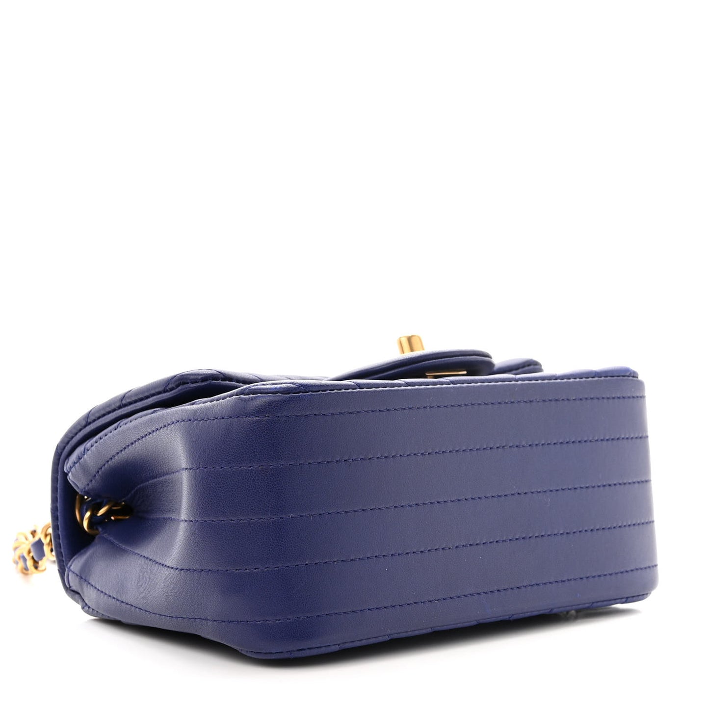 Lambskin Chevron Quilted Mini Square Flap Blue