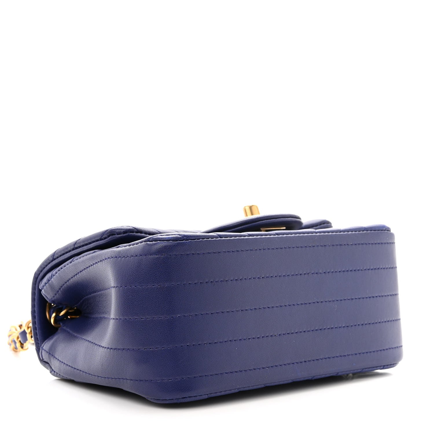 Chanel Lambskin Chevron Quilted Mini Square Flap Blue 4 of 11