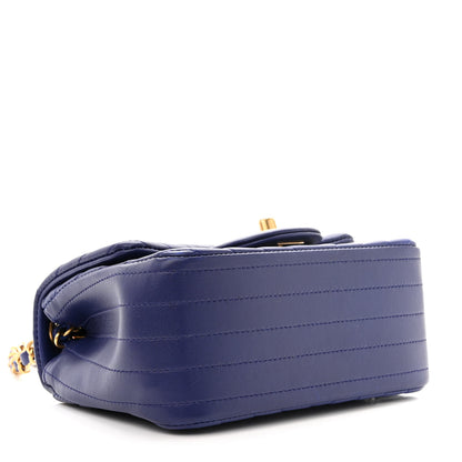 Chanel Lambskin Chevron Quilted Mini Square Flap Blue 4 of 11