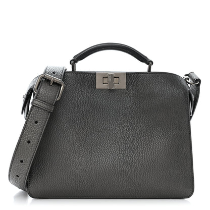 Fendi Cuoio Romano Lux Mini Peekaboo I SEE U Satchel Graphite 1 of 11