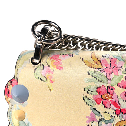 Fendi Vitello Marie Antoinette Print Scalloped Mix Studded Small Kan I Shoulder Bag Panna Multicolor 12 of 13