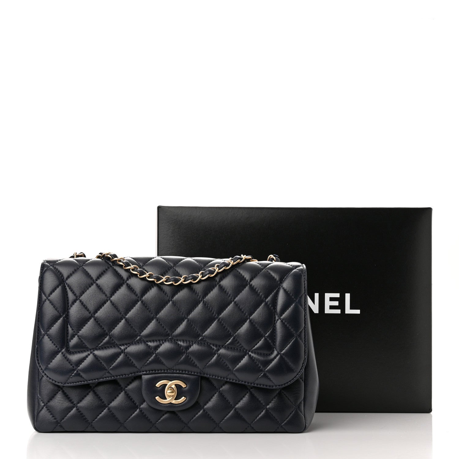 Chanel Lambskin Quilted Jumbo Mademoiselle Chic Flap Navy 11 of 11