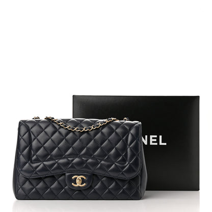 Chanel Lambskin Quilted Jumbo Mademoiselle Chic Flap Navy 11 of 11
