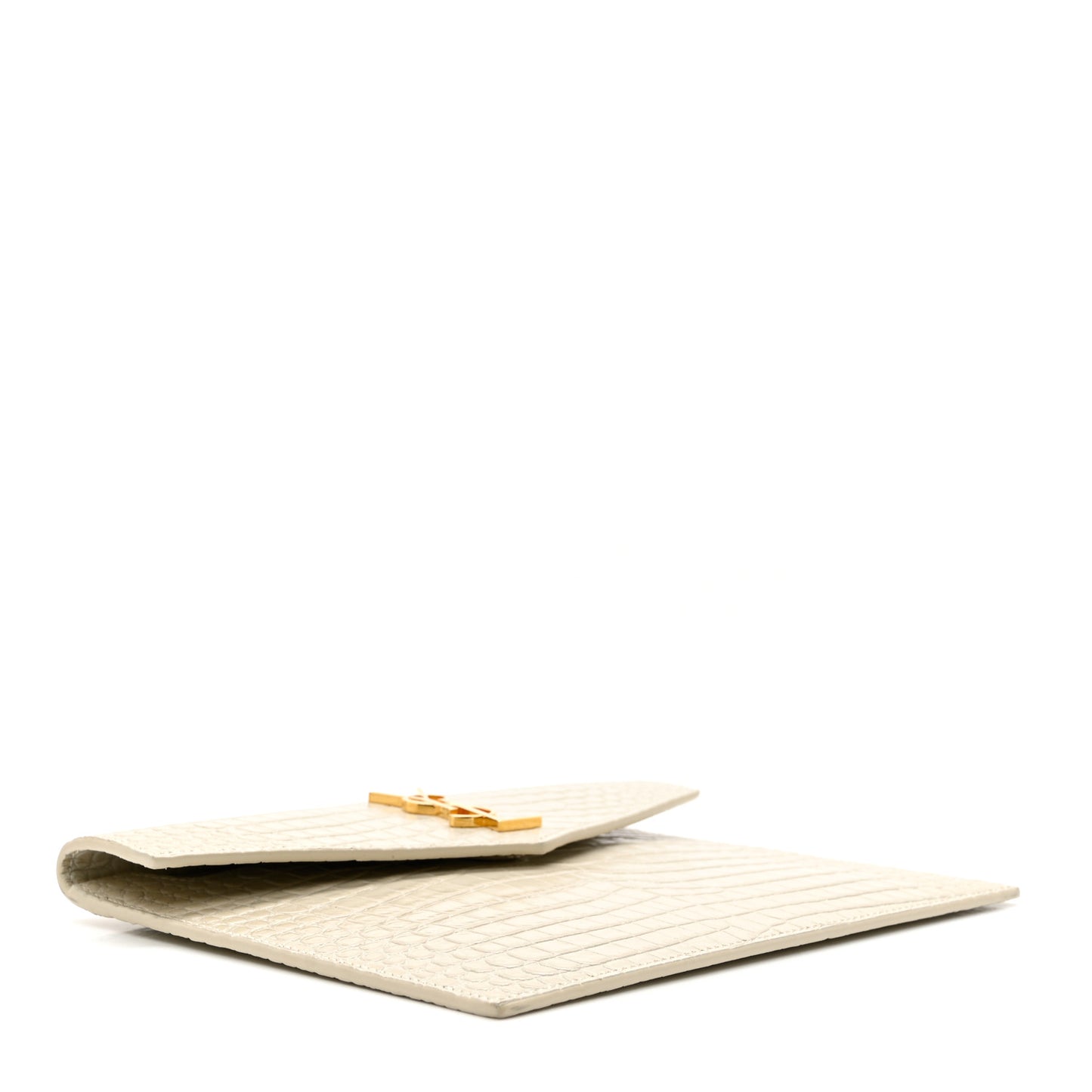 Calfskin Crocodile Embossed Monogram Uptown Baby Pouch Perle