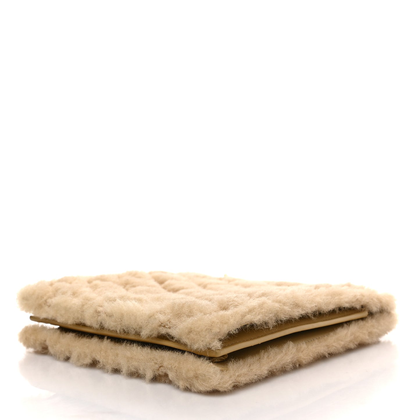 Shearling Quilted Le Maillon Square Crossbody Bag Natural