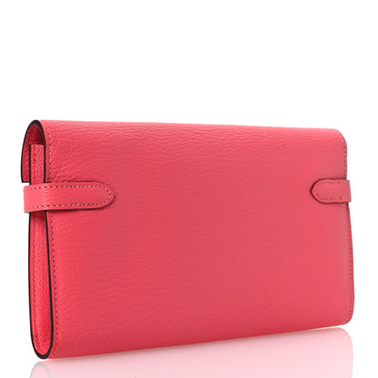 Hermes Chevre Mysore Kelly Longue Wallet Rose Azalee 3 of 14
