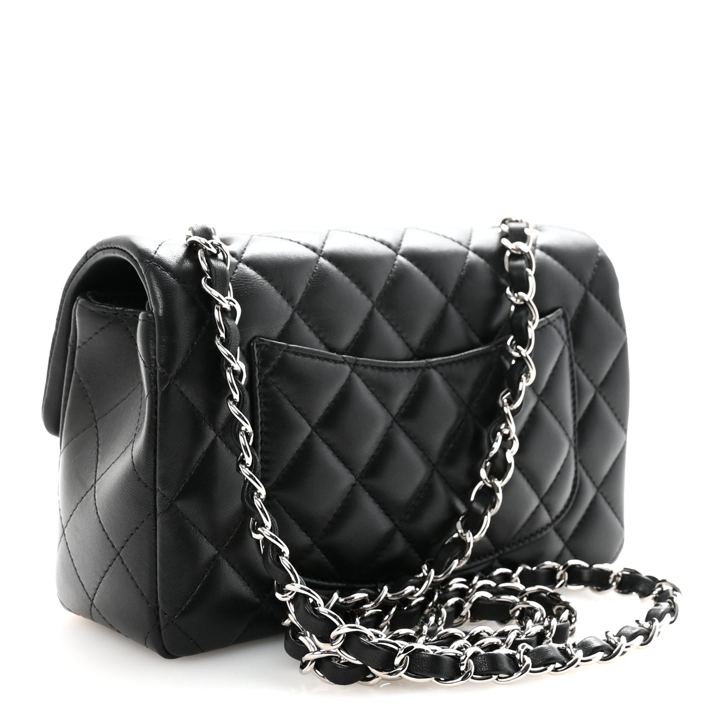 Lambskin Quilted Mini Rectangular Flap Black