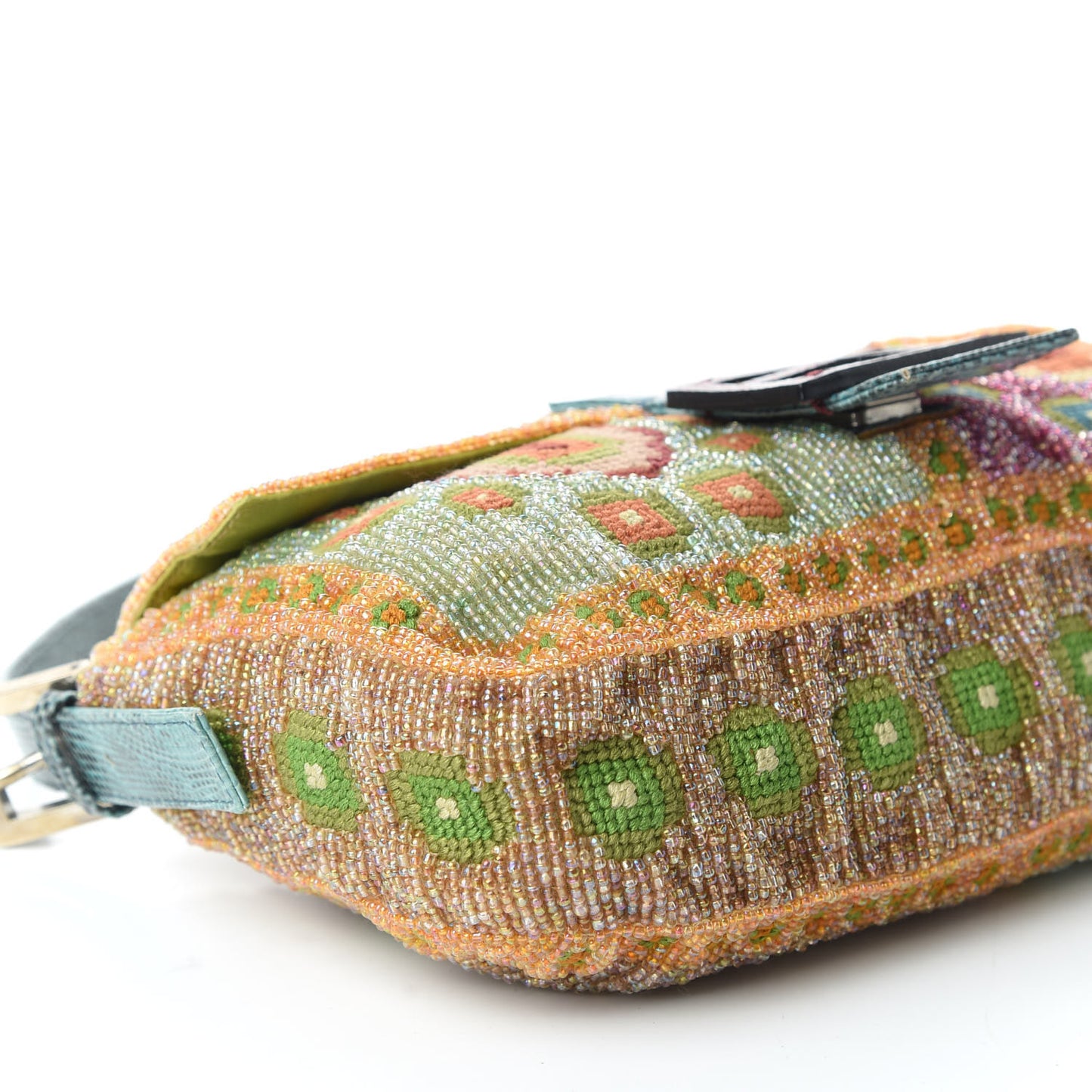 Wool Embroidered Beaded Lizard Baguette Multicolor