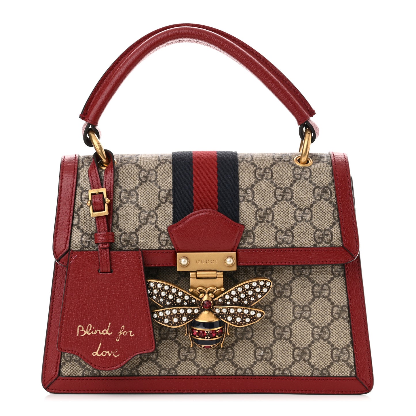 GG Supreme Monogram Small Queen Margaret Top Handle Bag Red