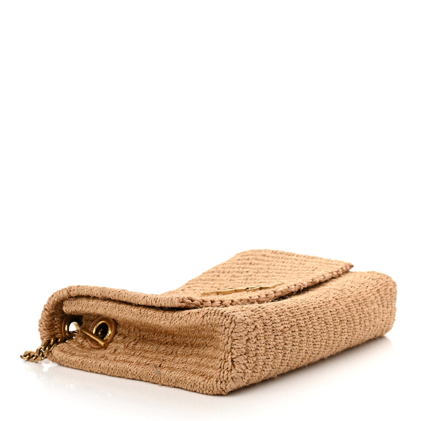 Raffia Medium Monogram Kate Satchel Natural