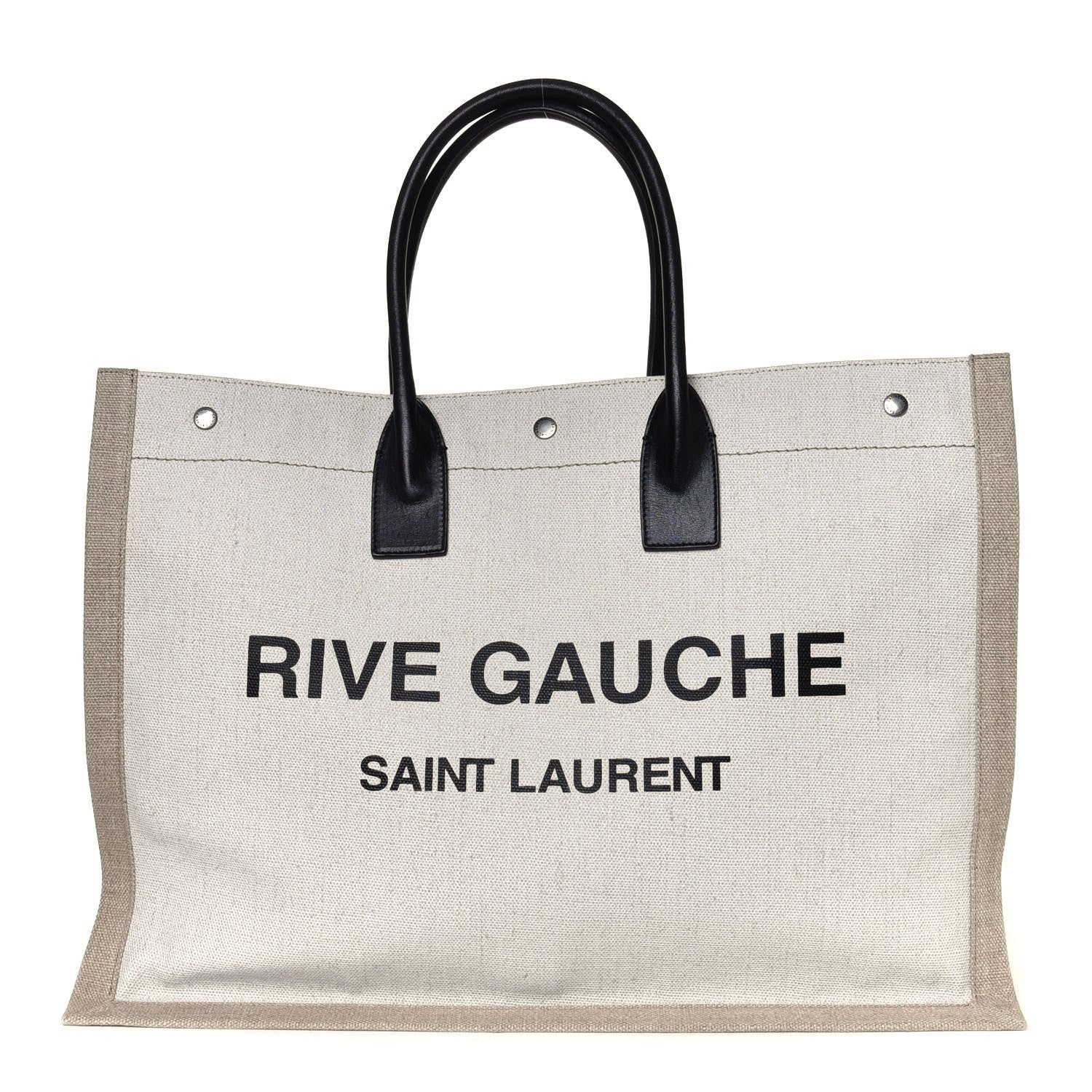 Saint Laurent Linen Calfskin Rive Gauche Tote Optic White 1 of 5