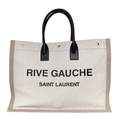 Saint Laurent Linen Calfskin Rive Gauche Tote Optic White 1 of 5