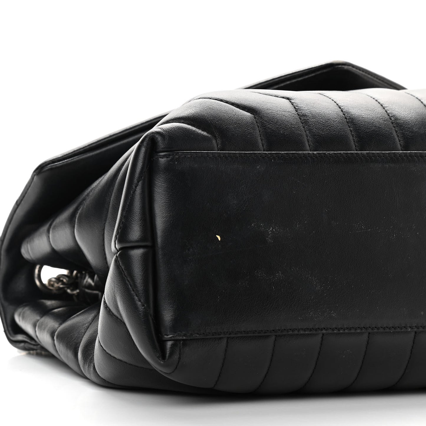 Calfskin Y Quilted Monogram Medium Loulou Chain Satchel Black
