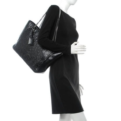 Saint Laurent Crinkled Calfskin Matelasse Monogram Large Niki Shopping Tote Bag Black 2 of 7