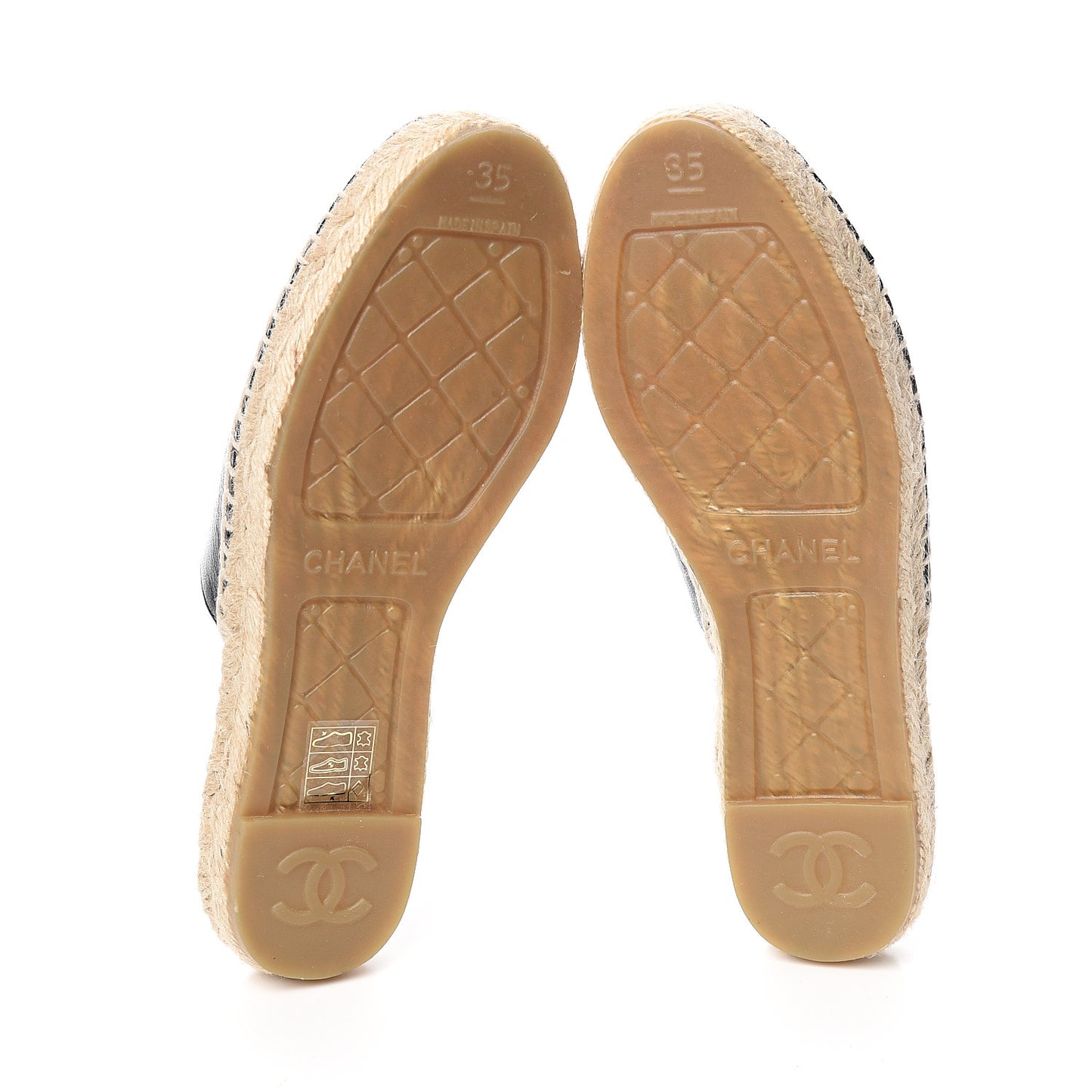 Iridescent Goatskin Patent CC Espadrille Mules 35 Black