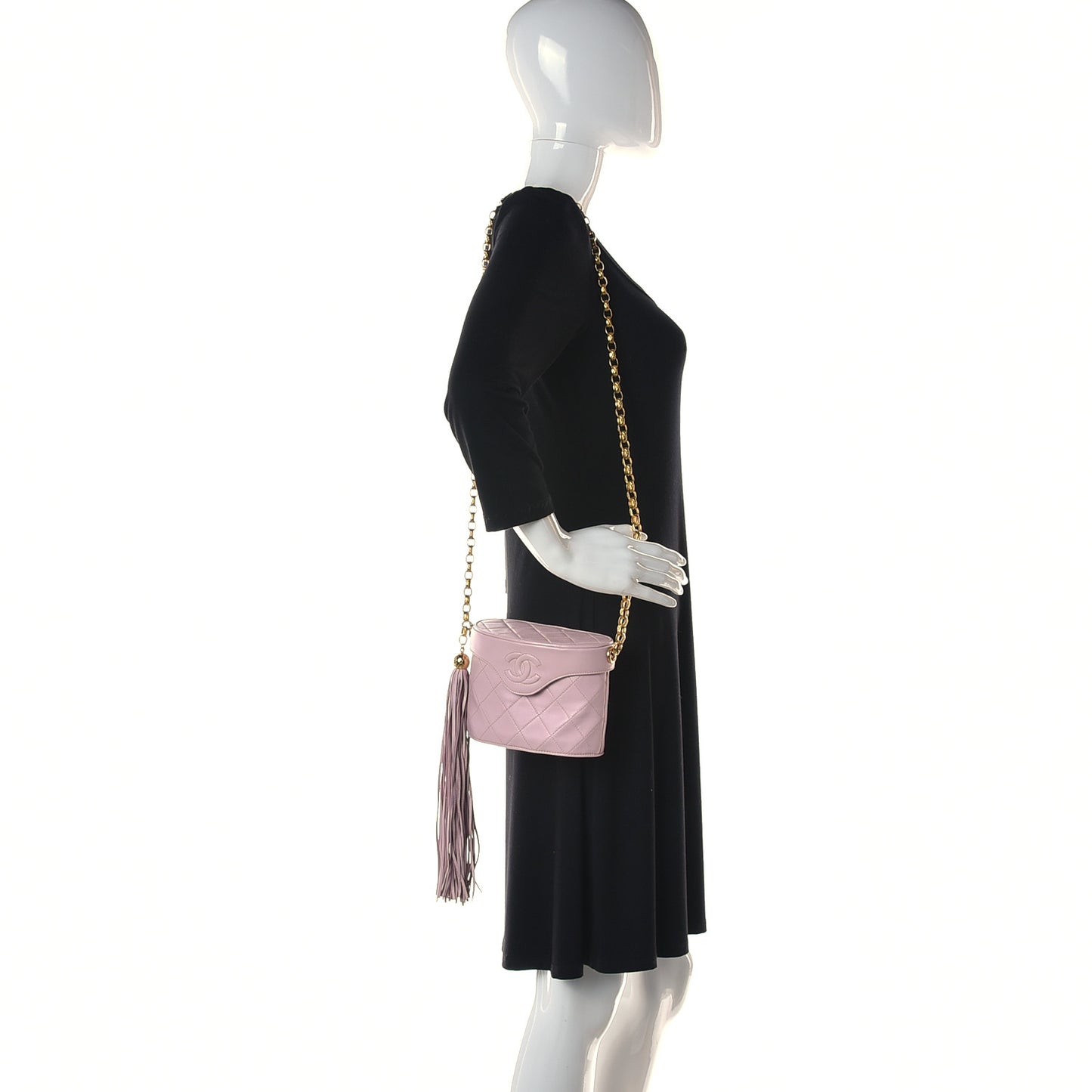 Lambskin Quilted Tassel Shoulder Bag Pink