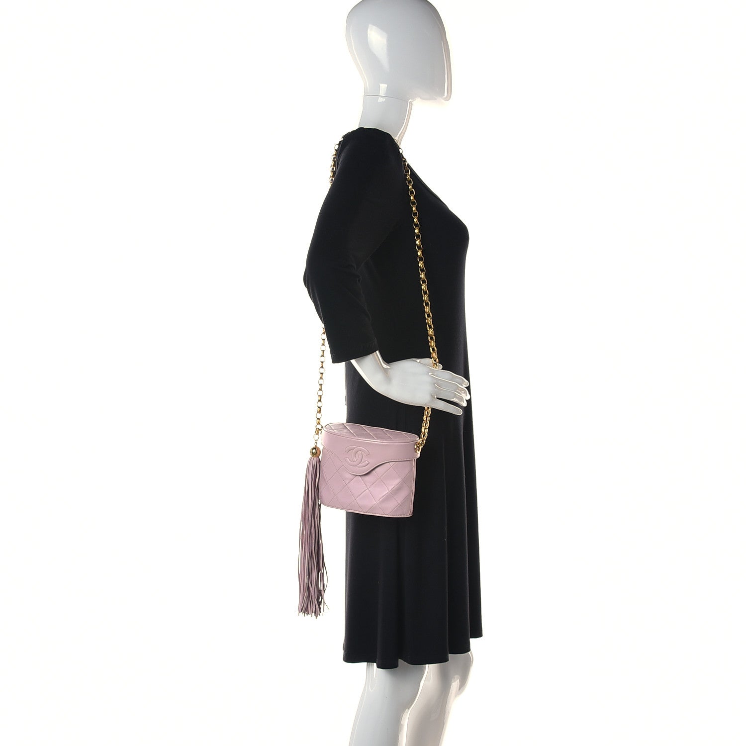 Chanel Lambskin Quilted Tassel Shoulder Bag Pink 3 of 23