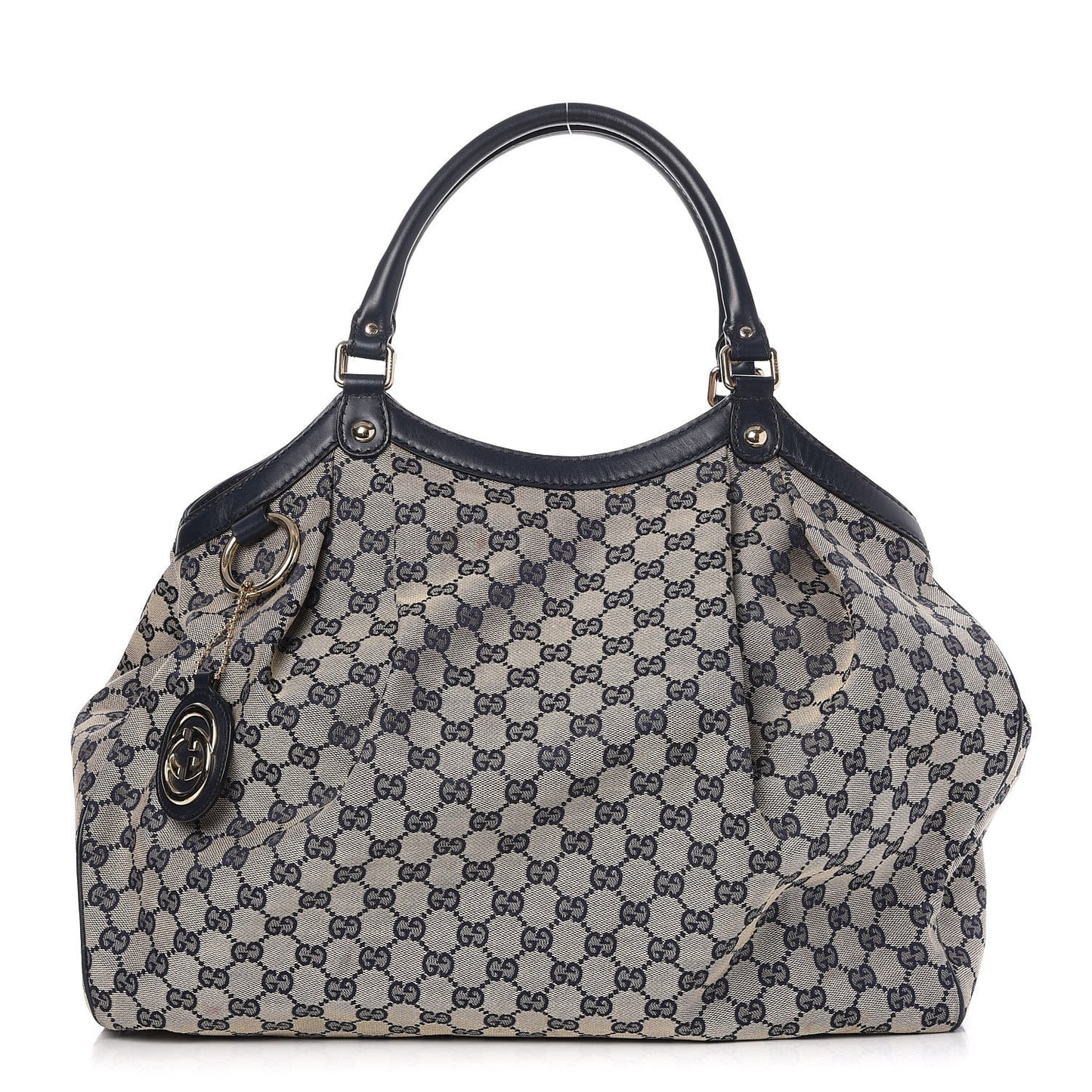 Monogram Calfskin Large Sukey Tote Beige Blue