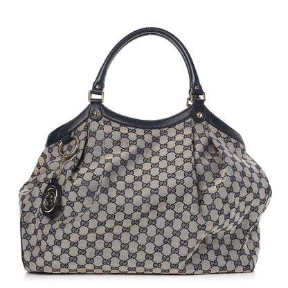Gucci Monogram Calfskin Large Sukey Tote Beige Blue 1 of 9