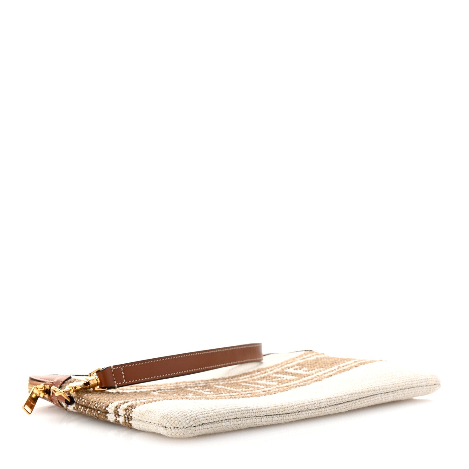 Celine Jacquard Striped Calfskin Striped Small Pouch Tobacco Tan 4 of 8