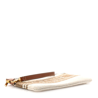 Celine Jacquard Striped Calfskin Striped Small Pouch Tobacco Tan 4 of 8