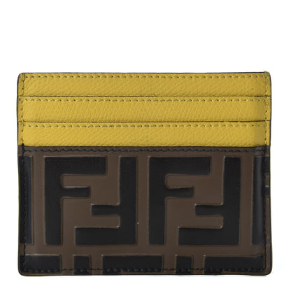 Fendi Vitello Cruise Bi-Color FF 1974 Embossed Card Holder Maya Black Sunflower 1 of 6