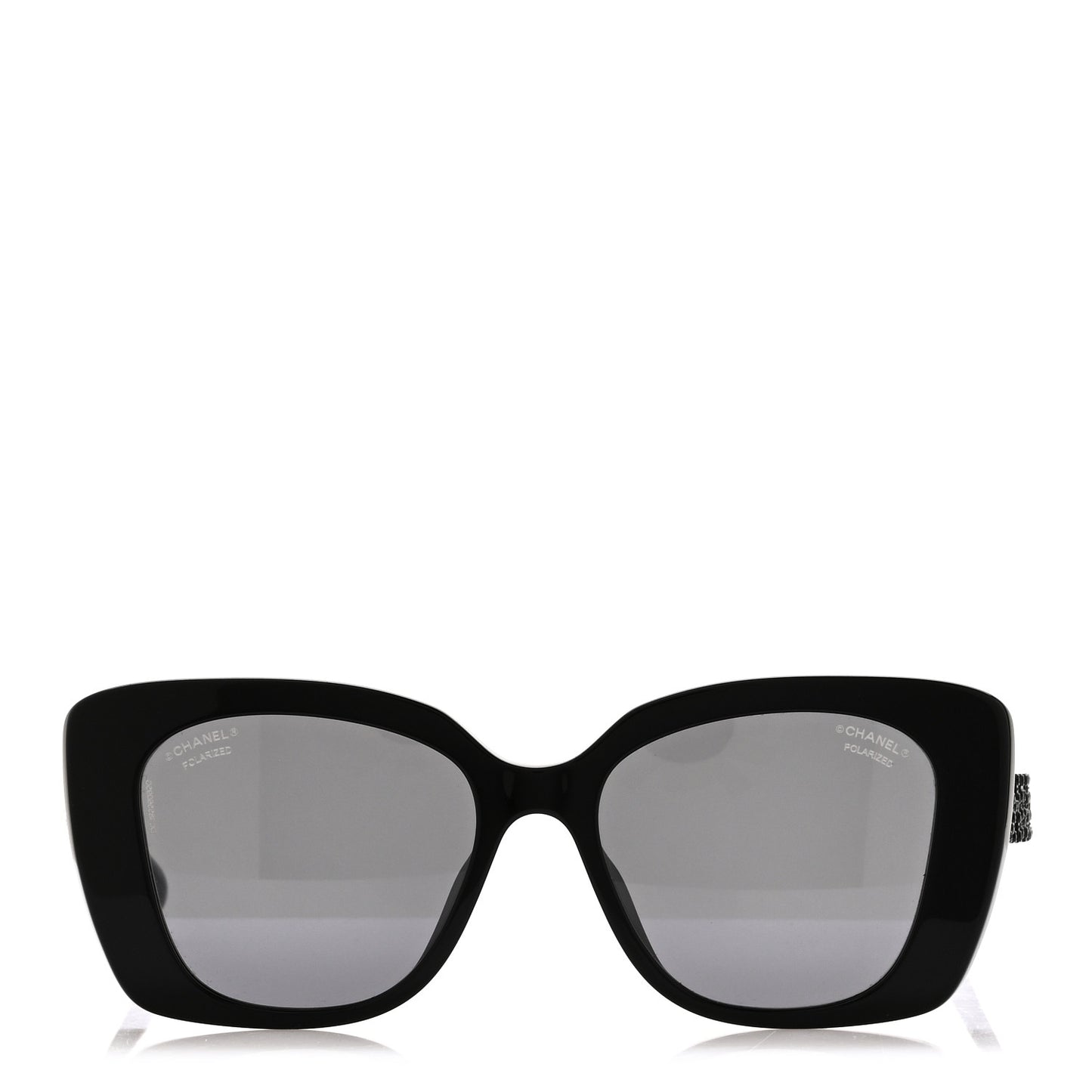 Acetate Strass Polarized Square Sunglasses 5422-B-A Black