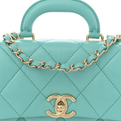 Chanel Shiny Lambskin Quilted Mini Coco Trip Flap Bag Turquoise 8 of 11