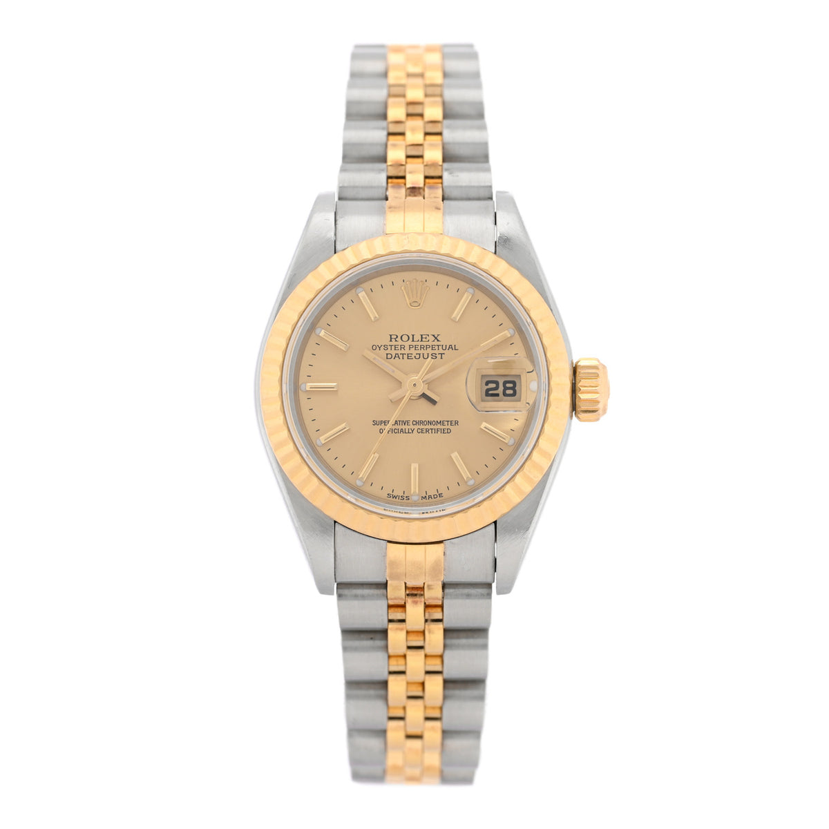 Stainless Steel 18K Yellow Gold 26mm Oyster Perpetual Datejust Watch Champagne 79173