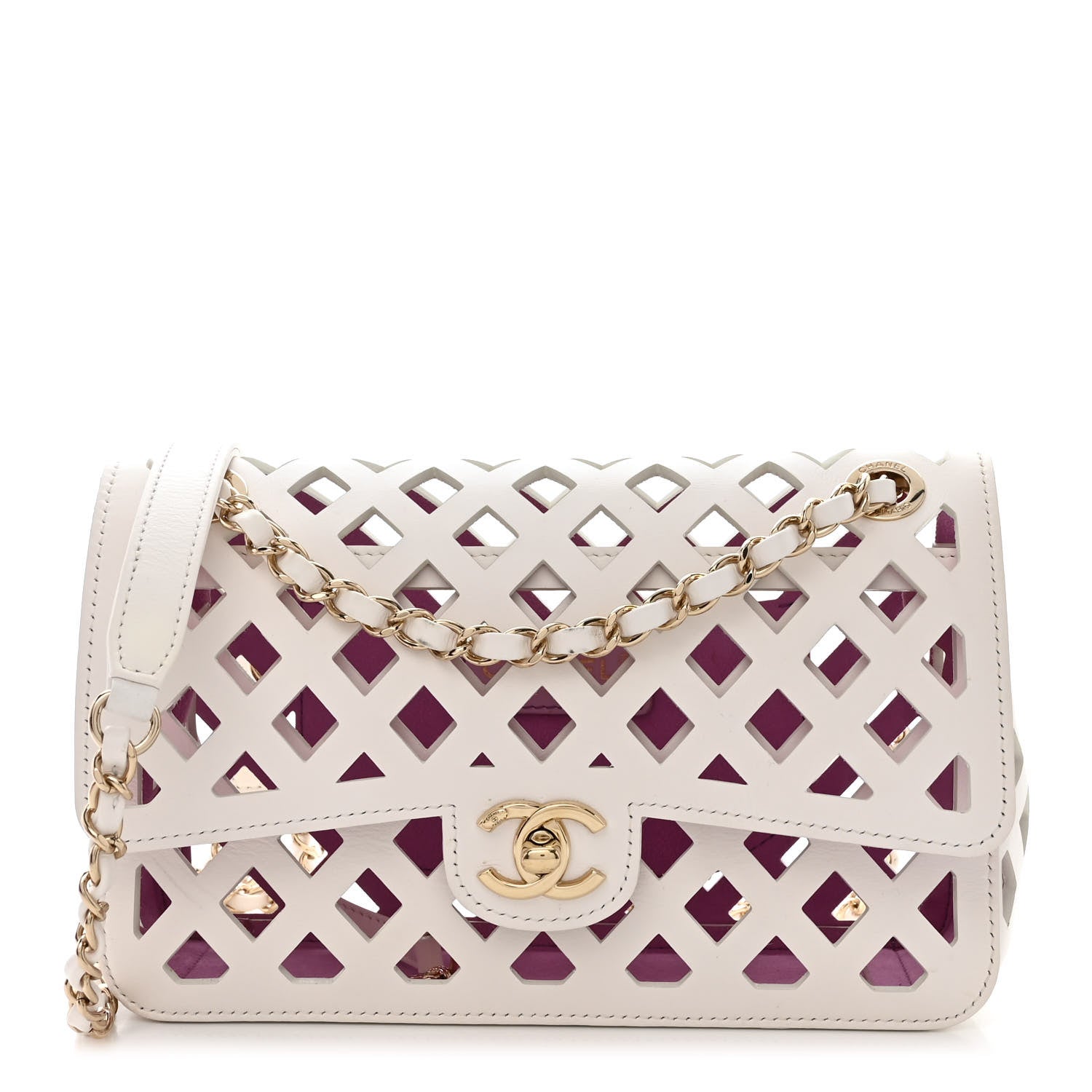 Chanel Lambskin Small Sea Through Flap White Multicolor 3 of 15