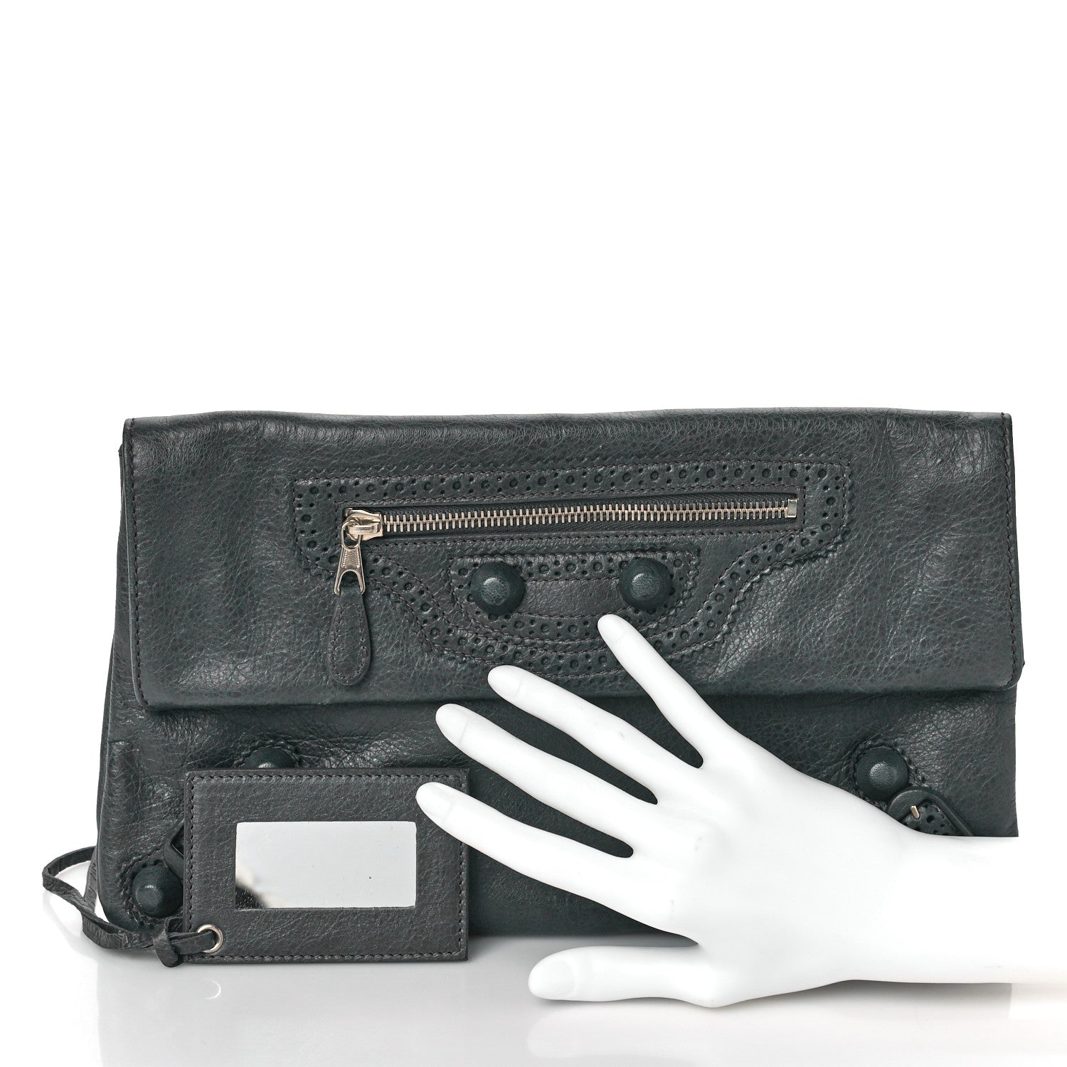 Balenciaga Agneau Giant Brogues Hardware Envelope Clutch Anthracite 2 of 9
