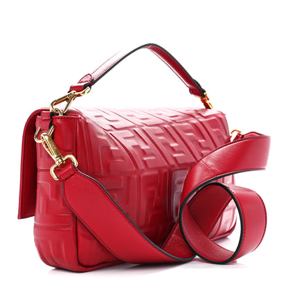 Fendi Nappa FF 1974 Embossed Large Baguette Fragola 3 of 14