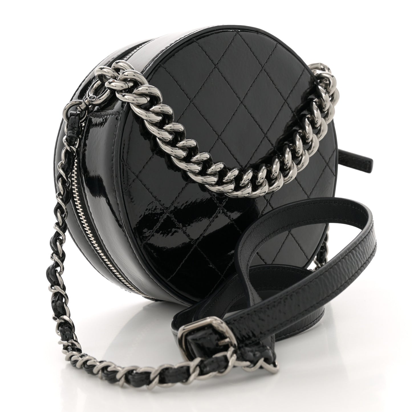 Patent Round As Earth Evening Bag Black